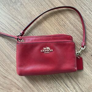 COACH Wristlet in Red Leather
